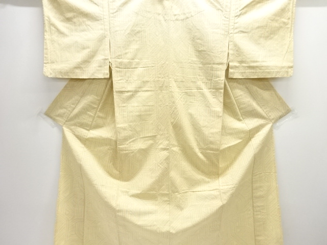 JAPANESE KIMONO / HITOE KIMONO / SILK / TSUMUGI / WOVEN GEOMETRIC PATTERN